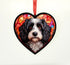 Cavapoo Black & White Stained Glass Effect Heart Suncatcher